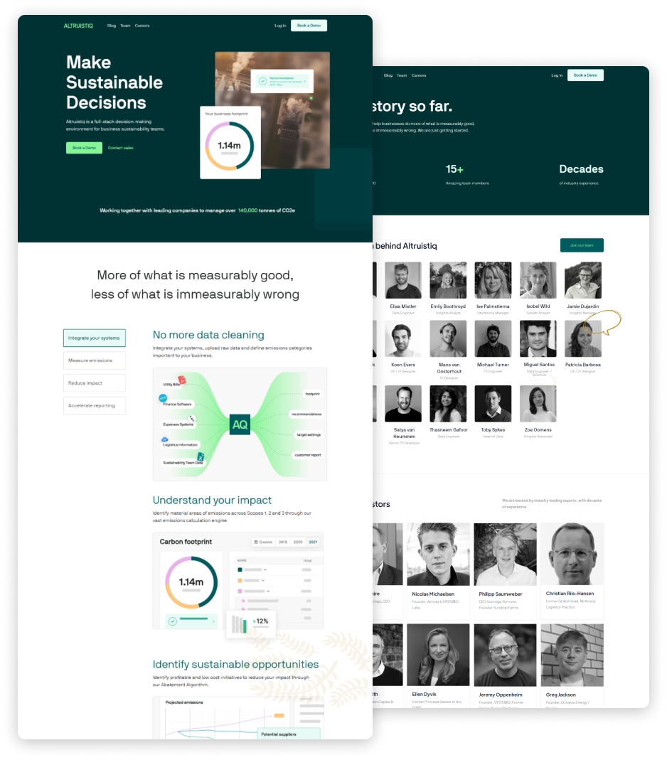 Carbon reduction SaaS with Altruistiq β website preview