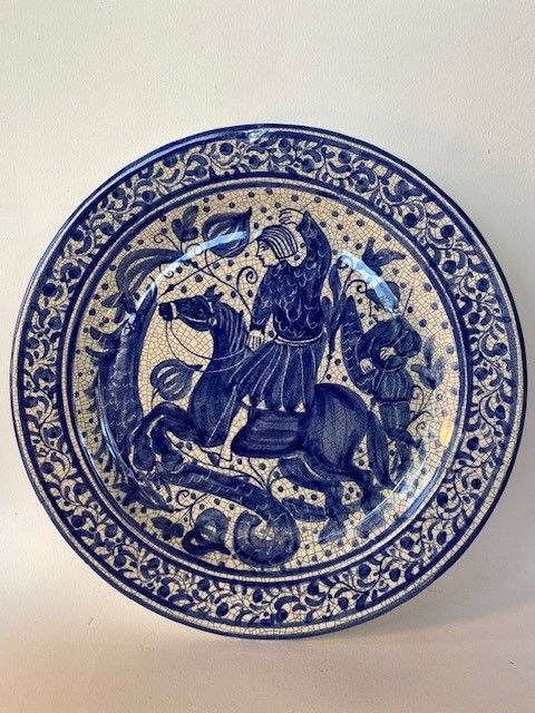 Bord craquelé delfts blauw look