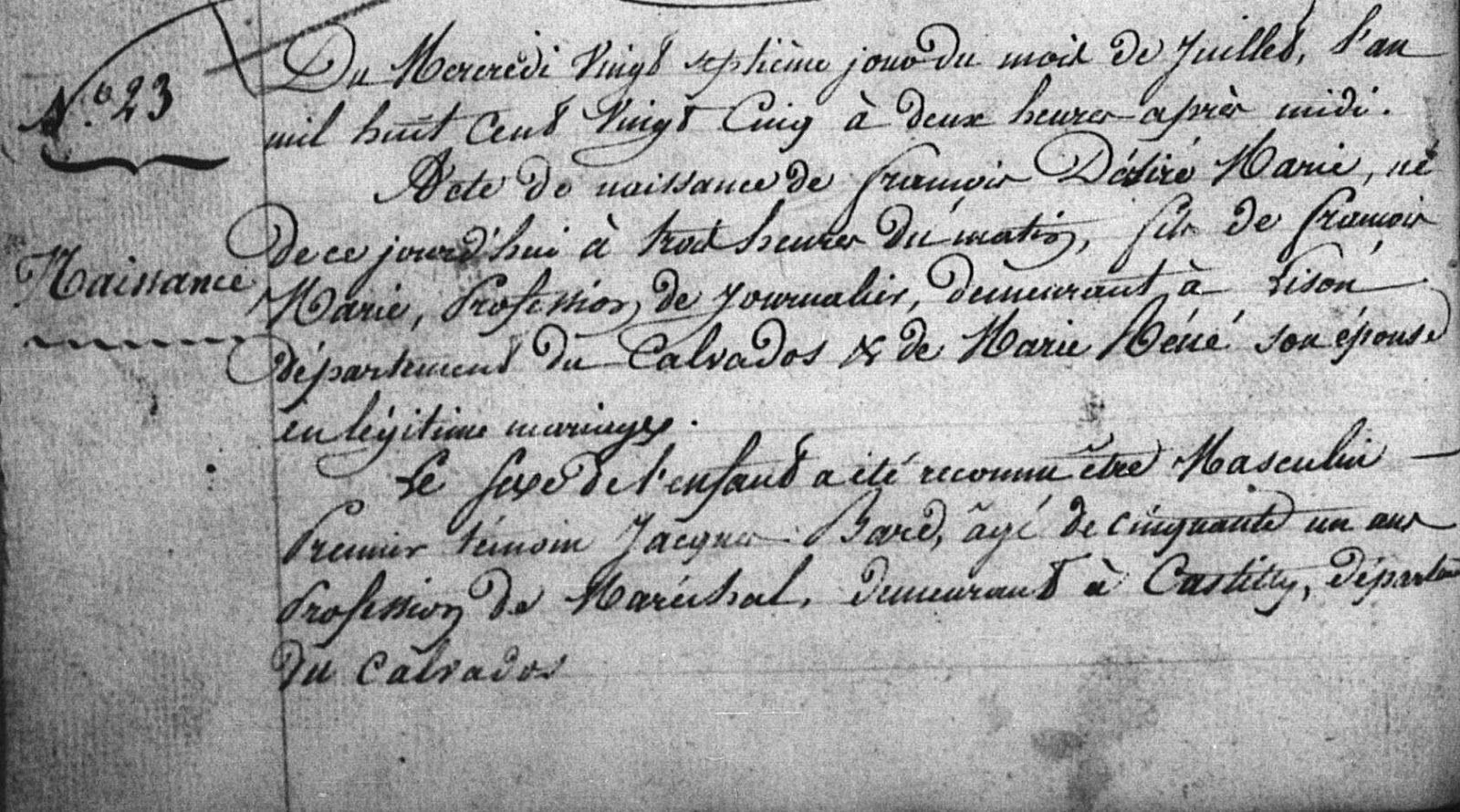 François MARIE dit LEMONNIER, une belle épine généalogique