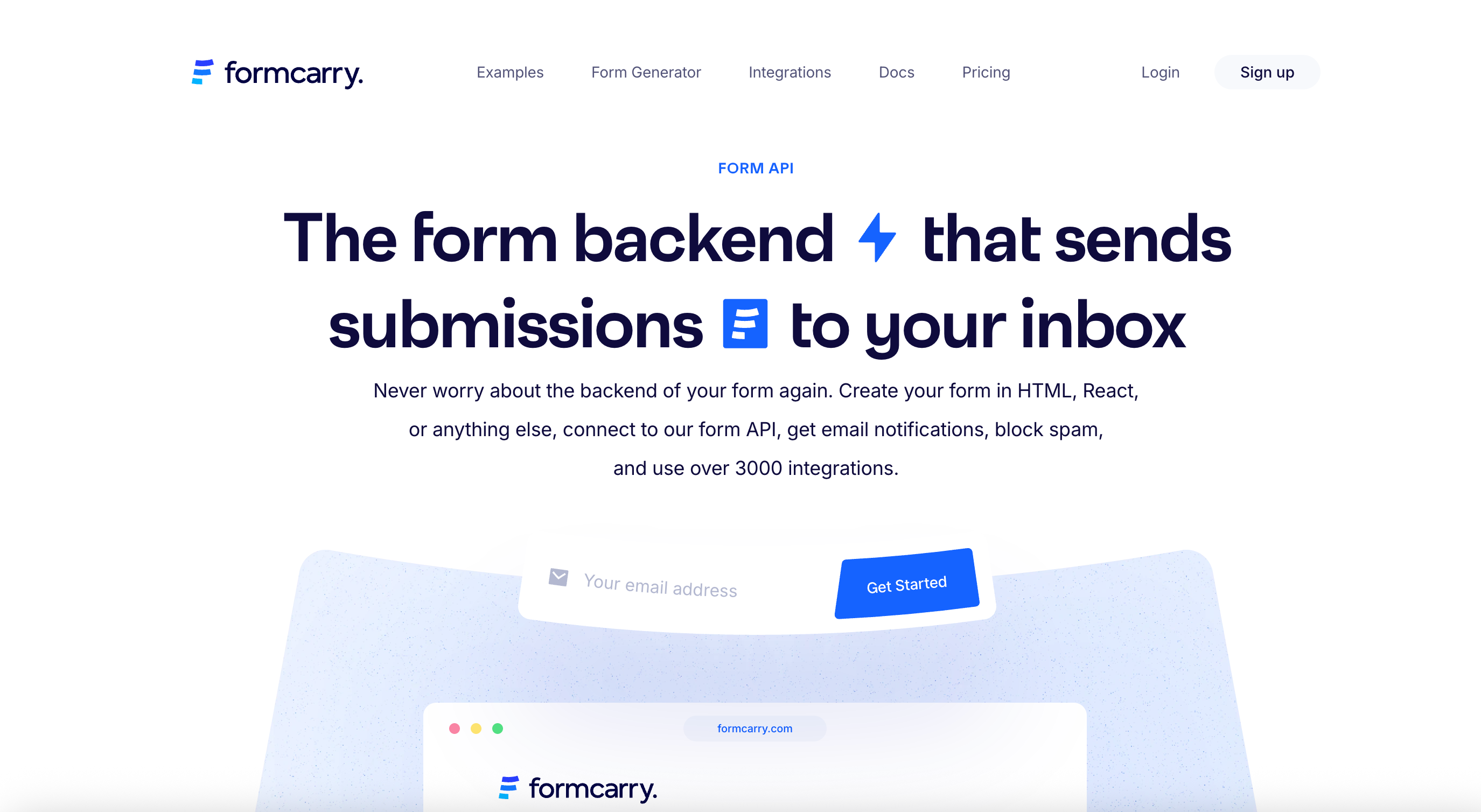 Formcarry homepage, October 2026