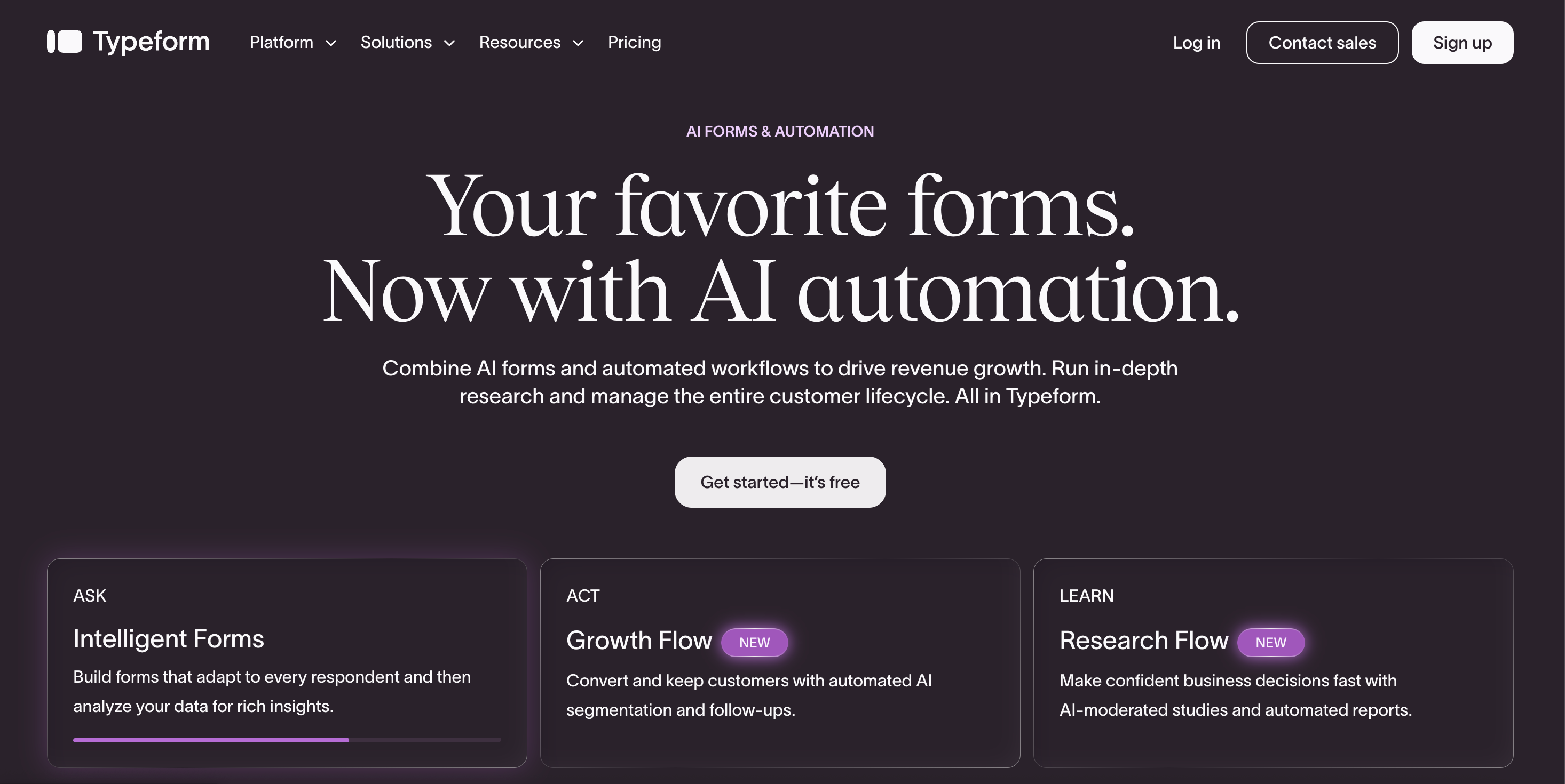 Typeform homepage, October 2026