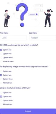 HTML Quiz Form For Website FormBold