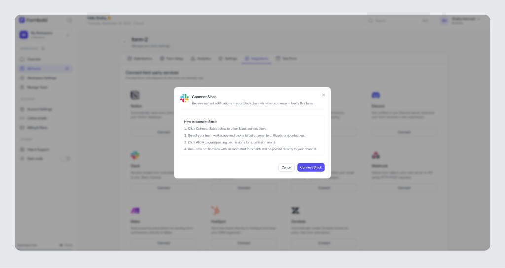 Slack Integration Setup & Channel Notifications