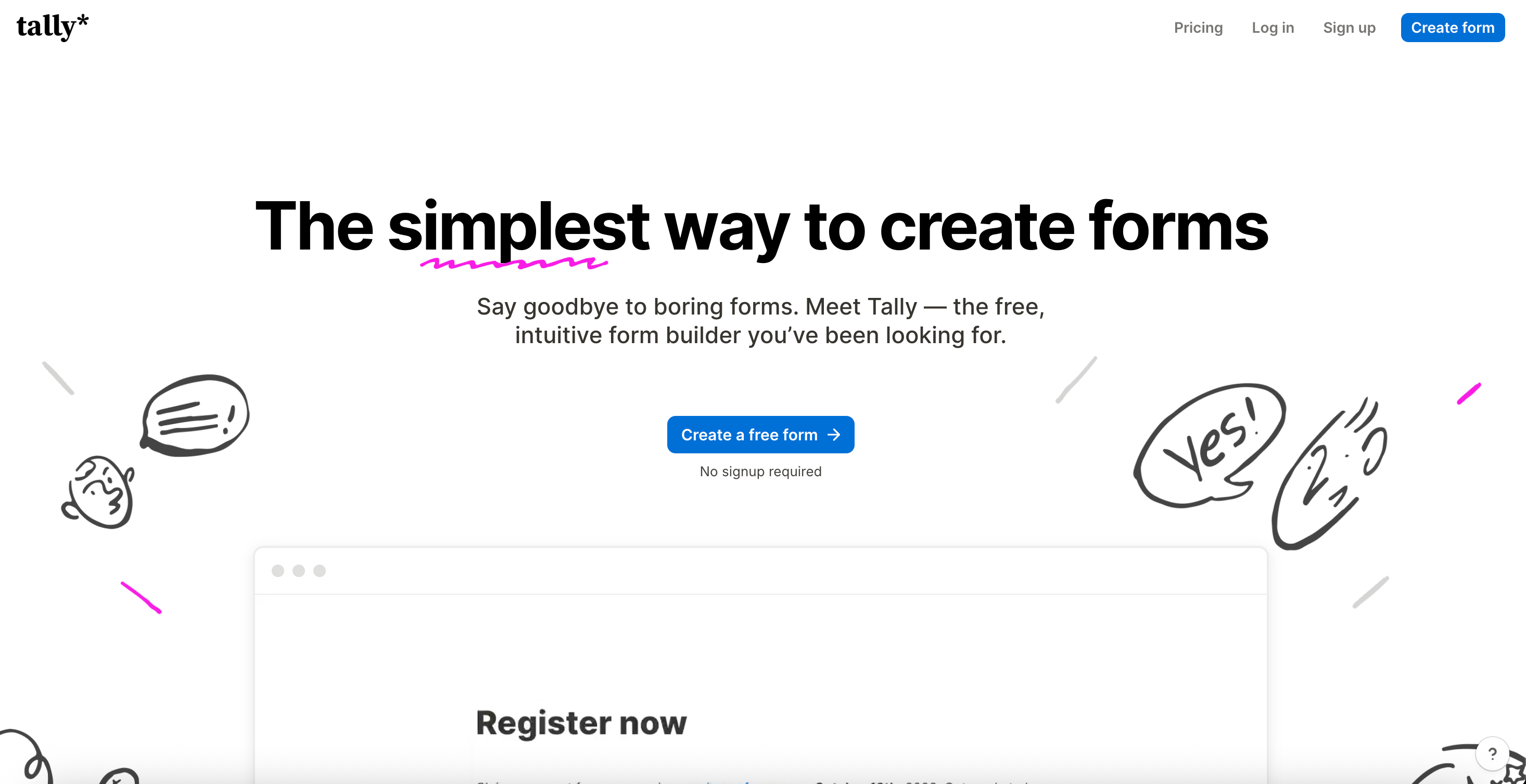 Tally homepage, October 2026