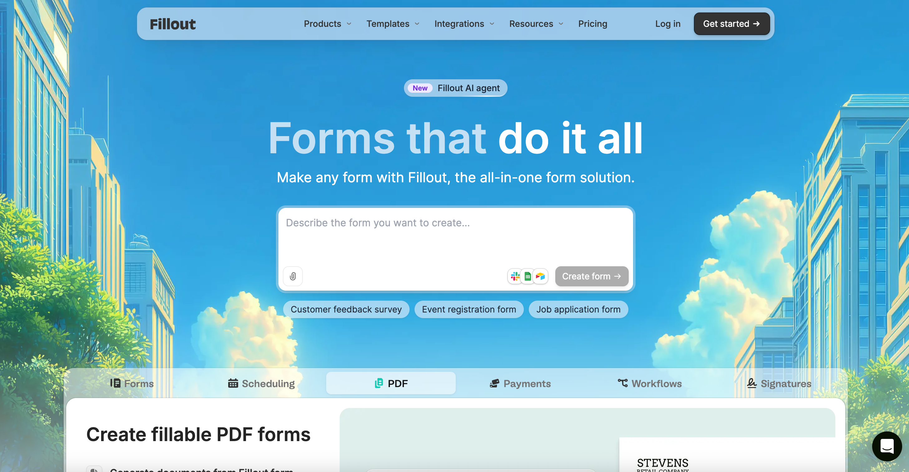 Fillout homepage, October 2026