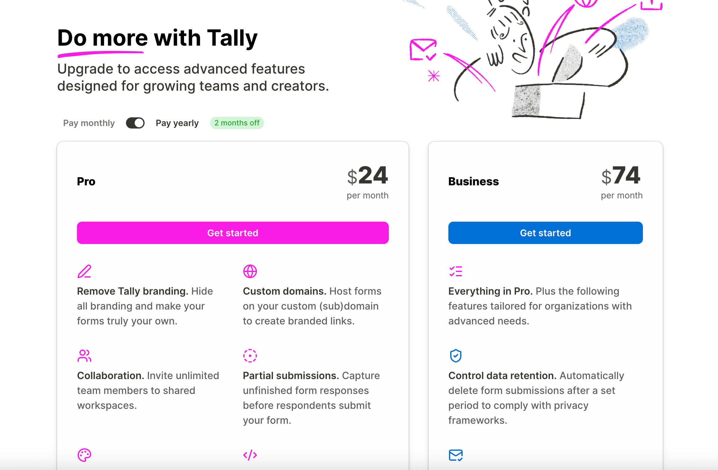 Tally pricing page, October 2026