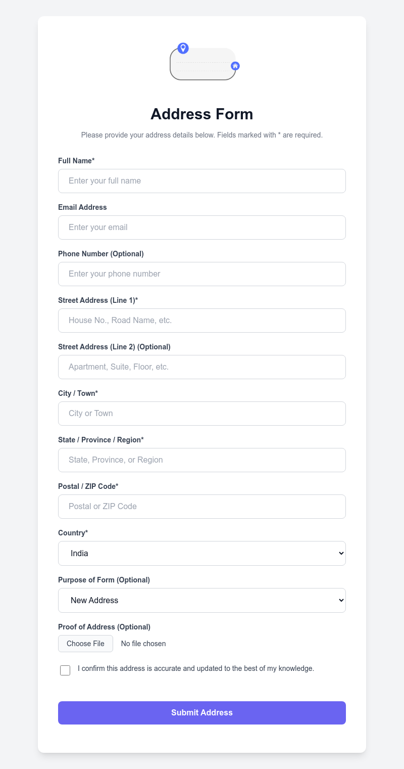 Address Form Template | FormBold