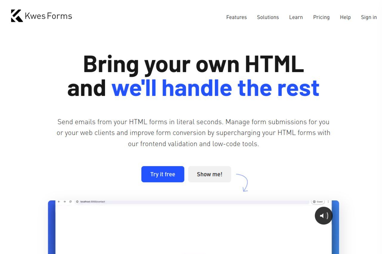 Kwes Forms homepage, October 2026