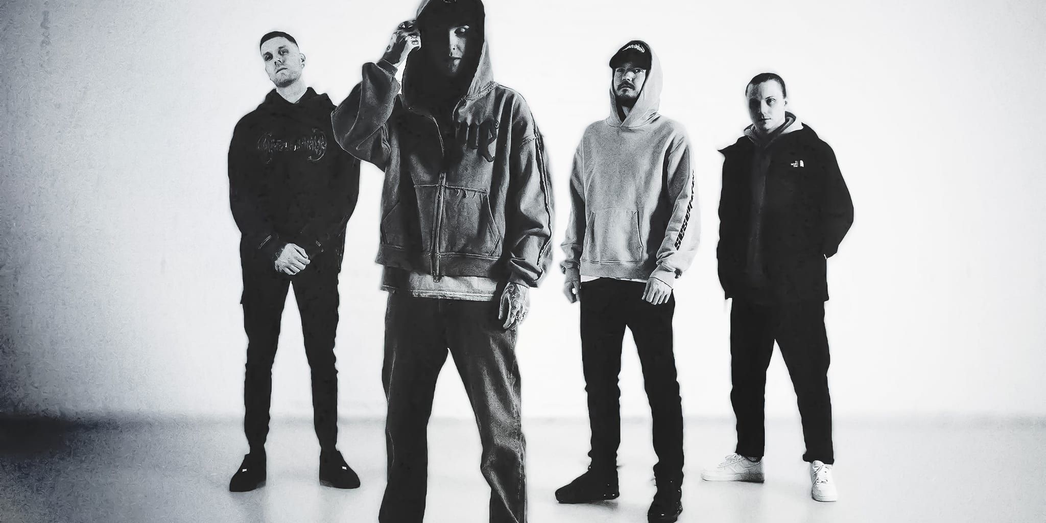 thrown band press photo black and white
