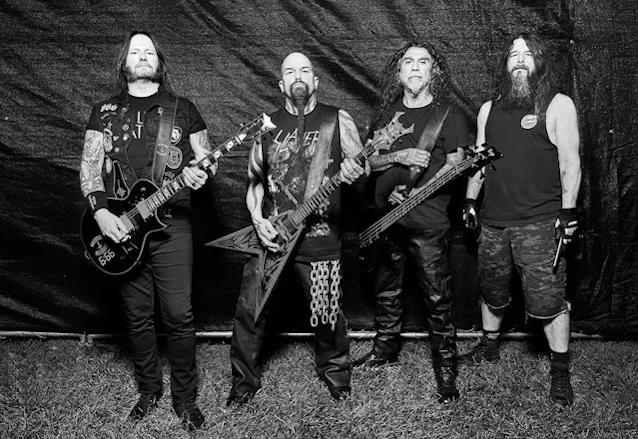 Slayer performing live on stage during their reunion tour