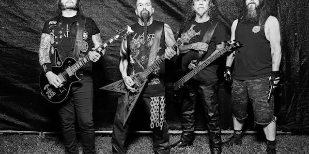 Slayer performing live on stage during their reunion tour