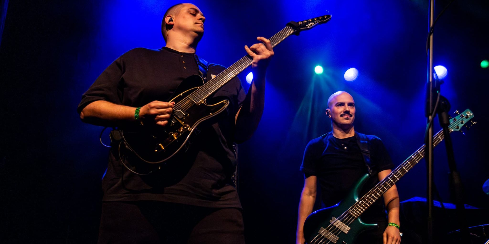 156/Silence performing their chaotic metal set at El Rey Theater
