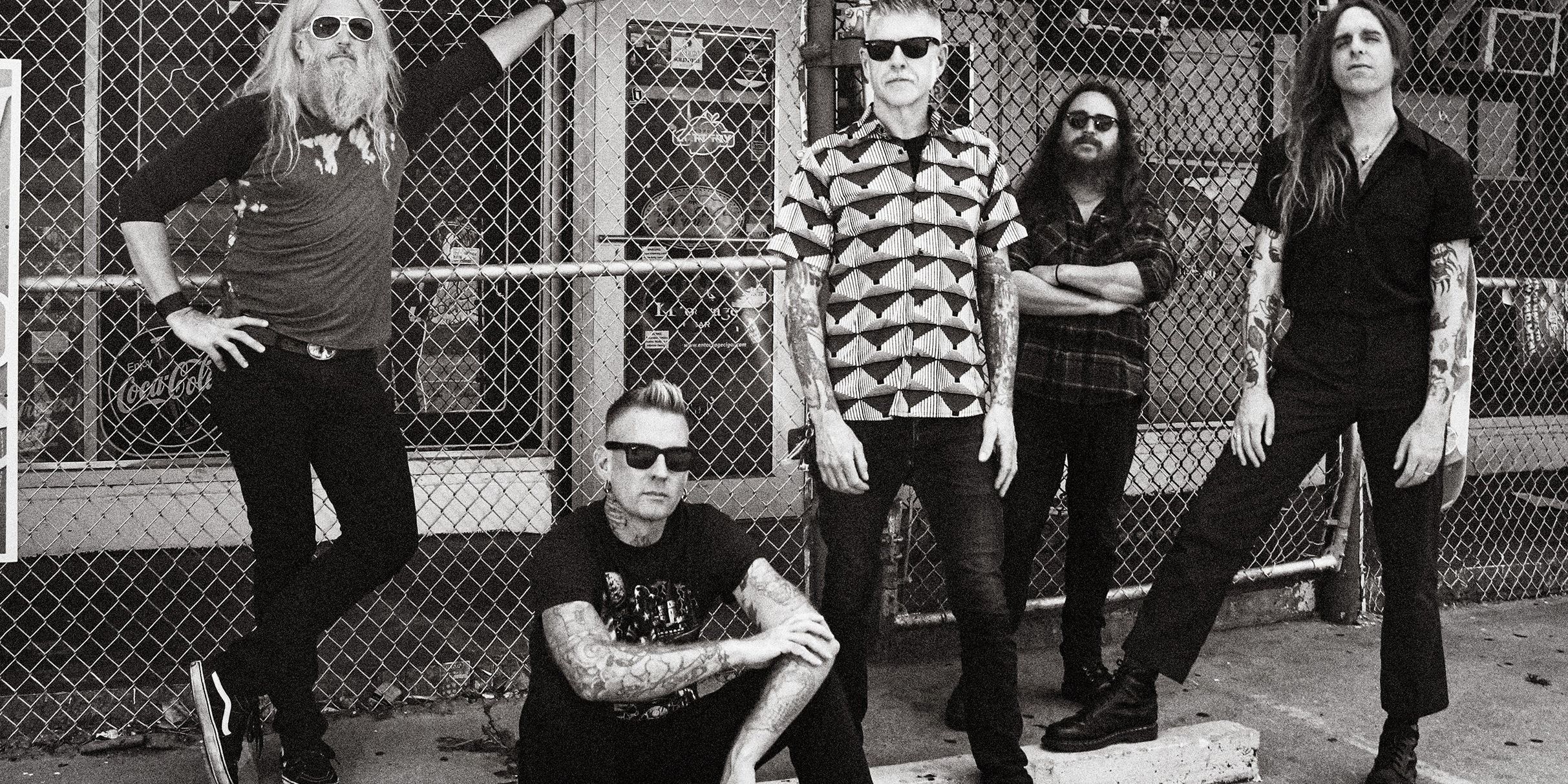 Mastodon performing live on stage during their 2026 tour announcement for The Poisonous Weapons Tour with Deafheaven and Alcest