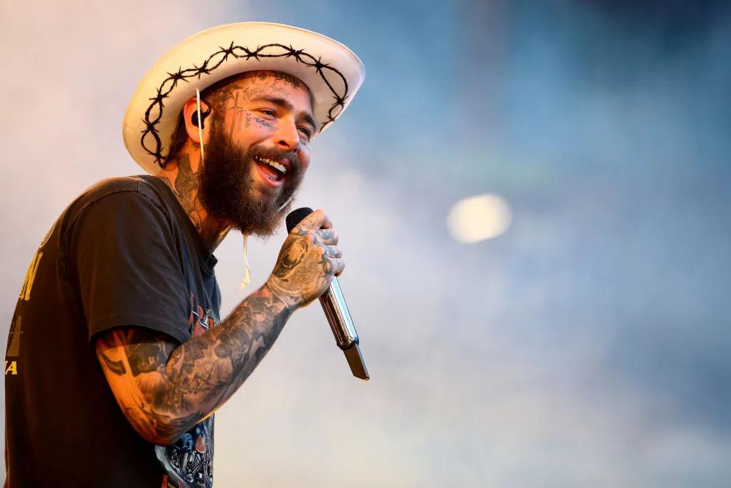 Post Malone performing live on stage during his 2026 stadium tour