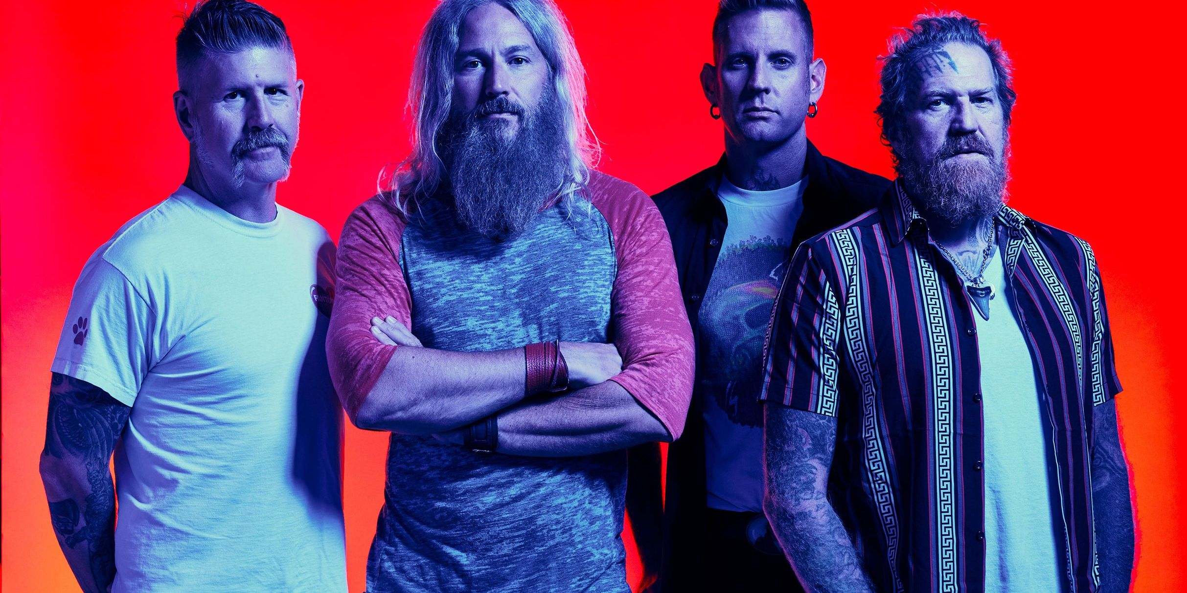 Mastodon performing live on stage, Sick New World 2026 sideshow announcement