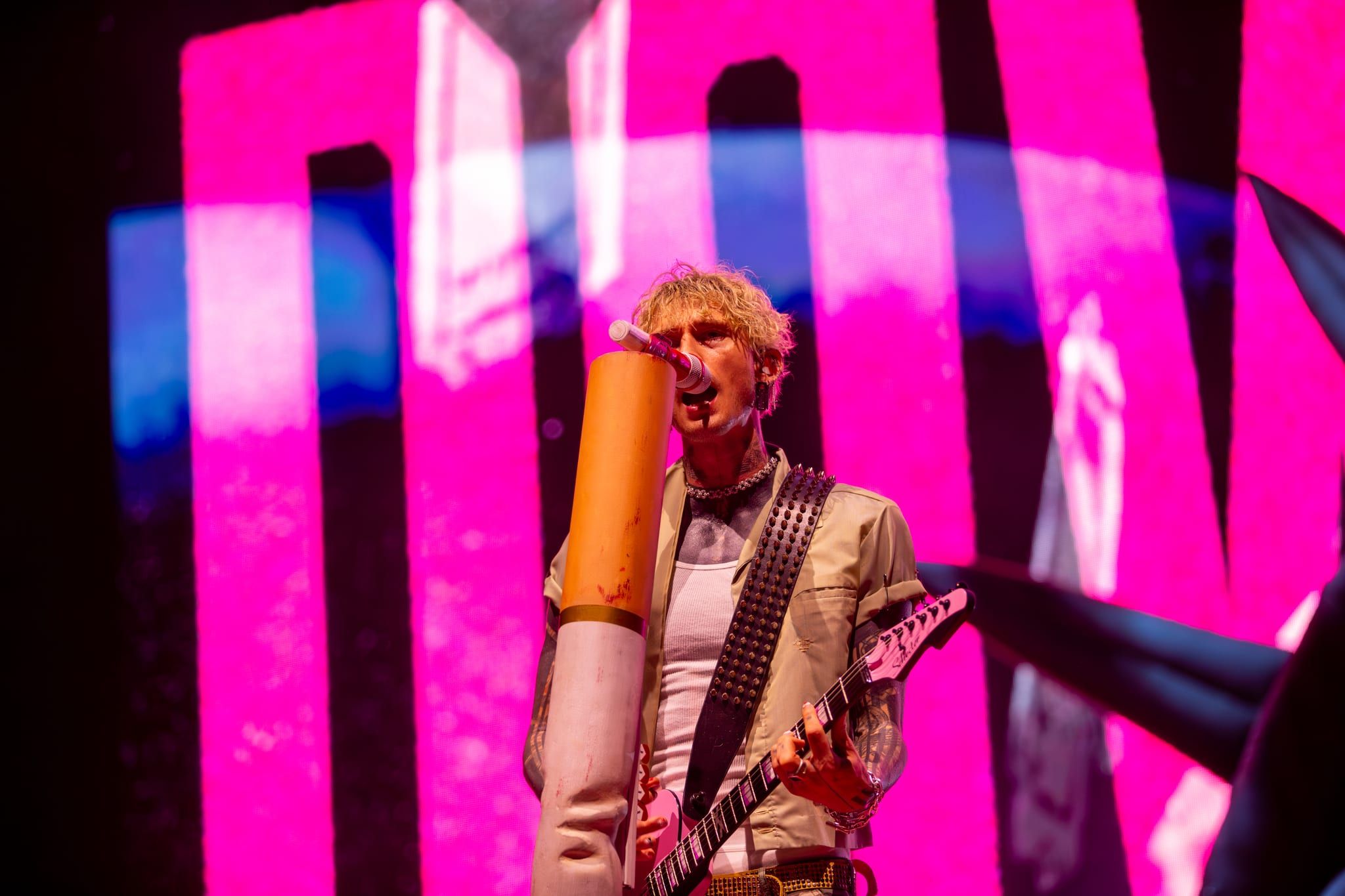 mgk performing at North Island Credit Union Amphitheatre during the Lost Americana Tour, shot by Johnny Bell