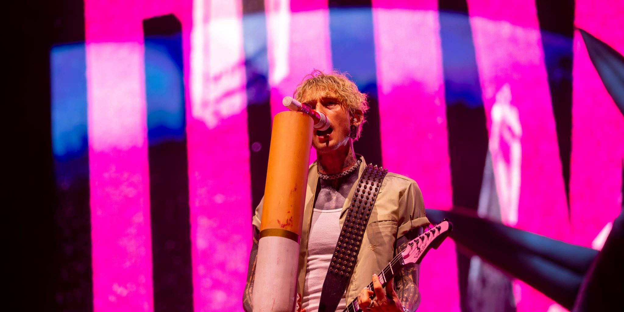 mgk performing at North Island Credit Union Amphitheatre during the Lost Americana Tour, shot by Johnny Bell