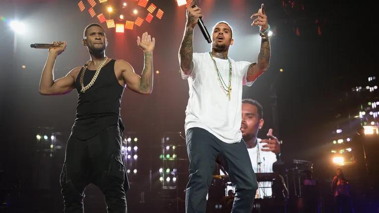 Usher performing live on stage during the Raymond and Brown R&B Tour