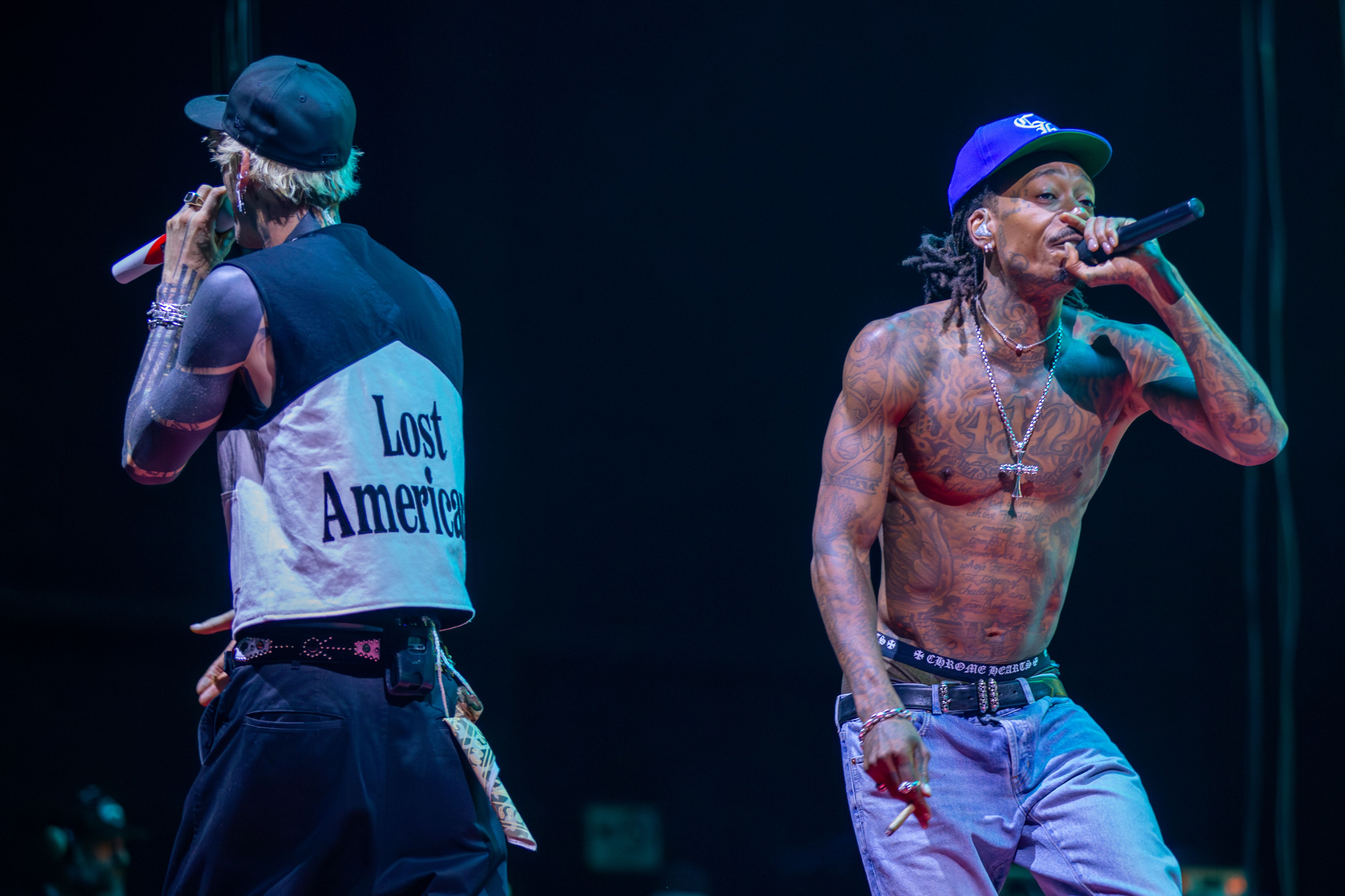 Machine Gun Kelly performing live on the Lost Americana Tour 2026