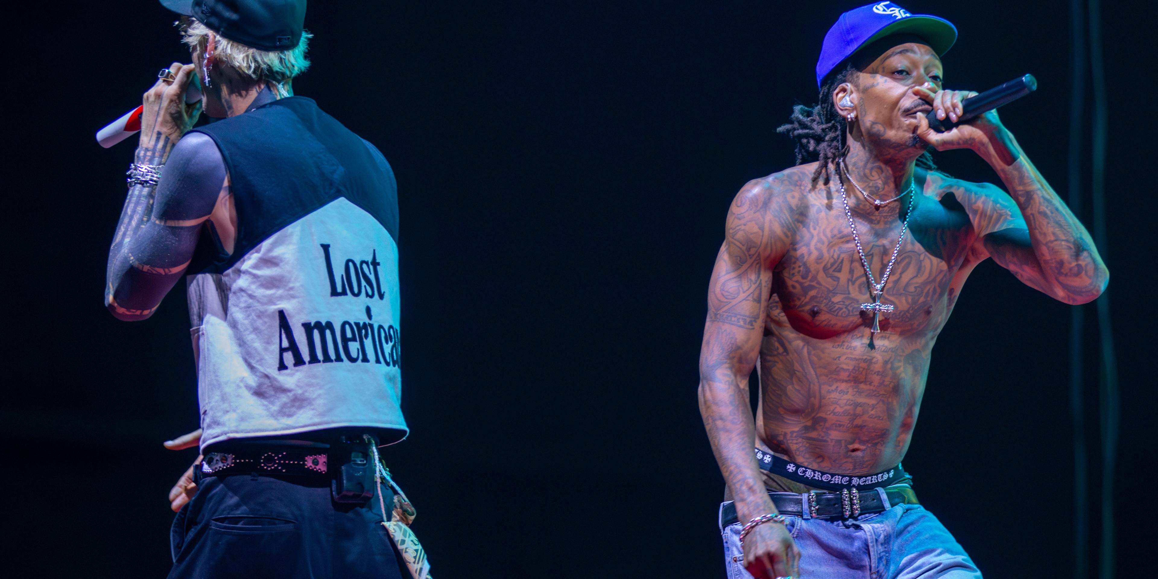 Machine Gun Kelly performing live on the Lost Americana Tour 2026