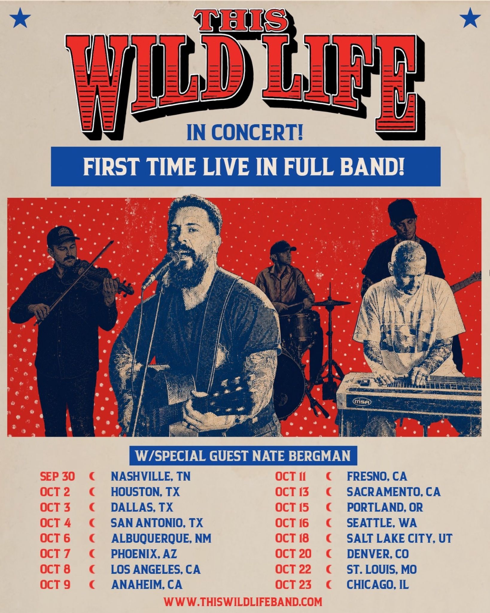 This Wild Life first full band tour poster with special guest Nate Bergman