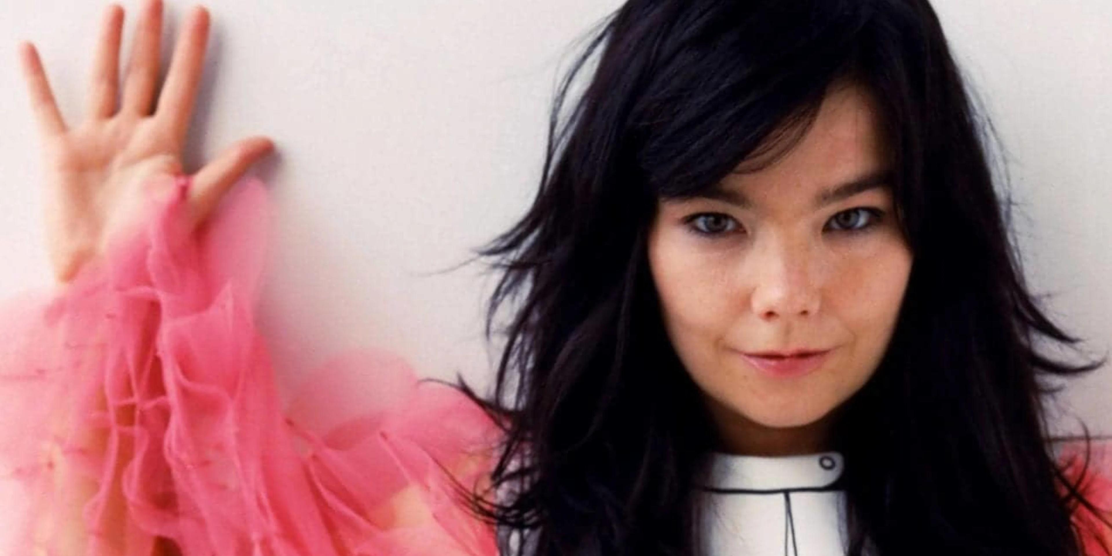 Björk performing live on stage
