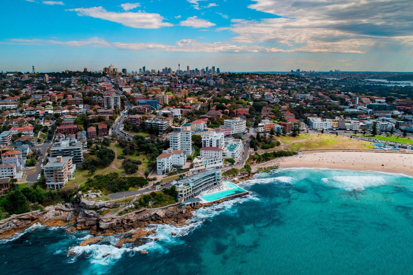 Bondi Icebergs and City Aerial