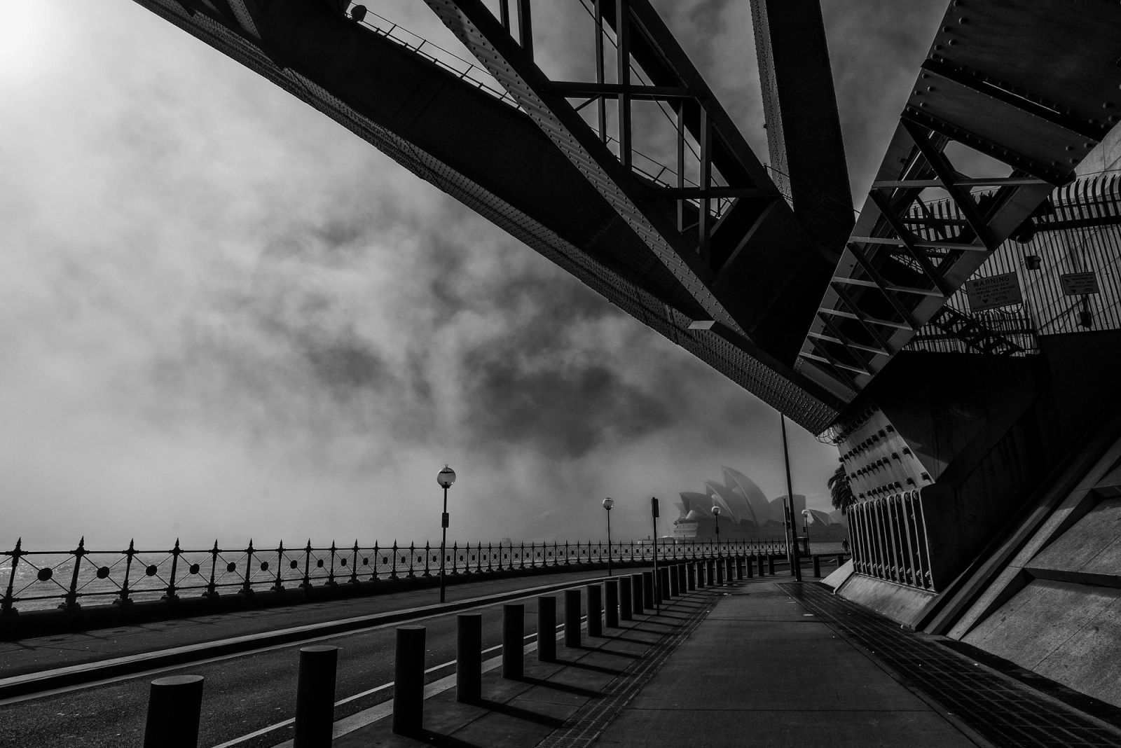 Sydney Harbour Bridge Walkway B&W