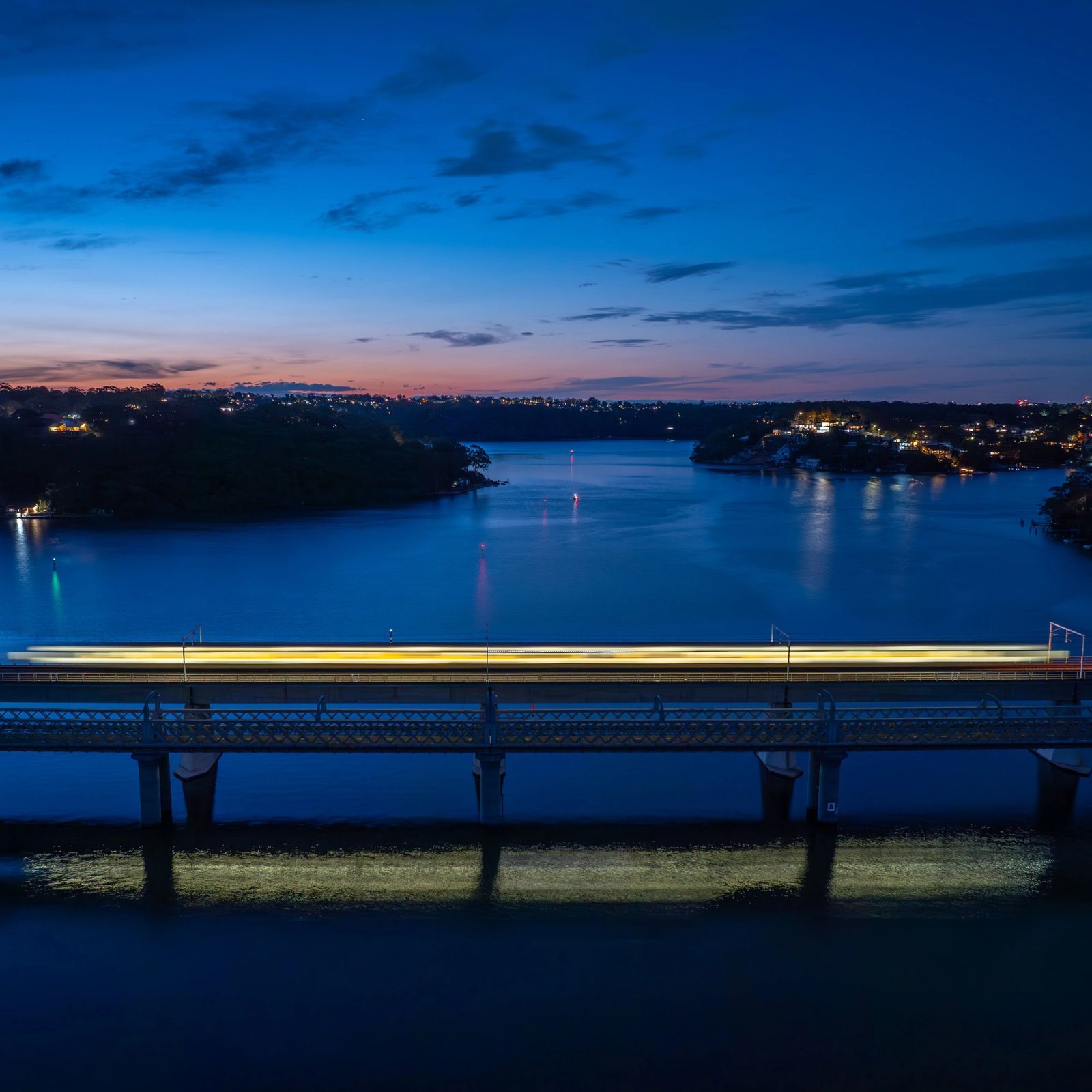 Twilight Harbour Aerial Night