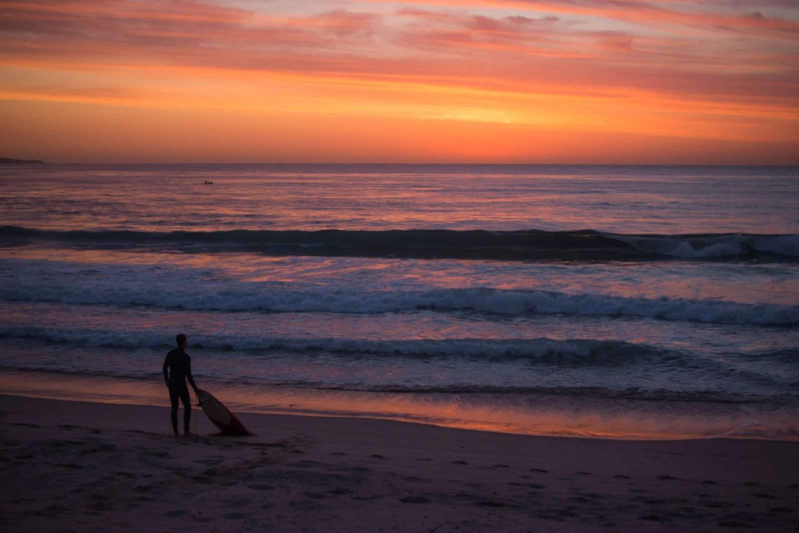 Surfer Walking Golden Dawn