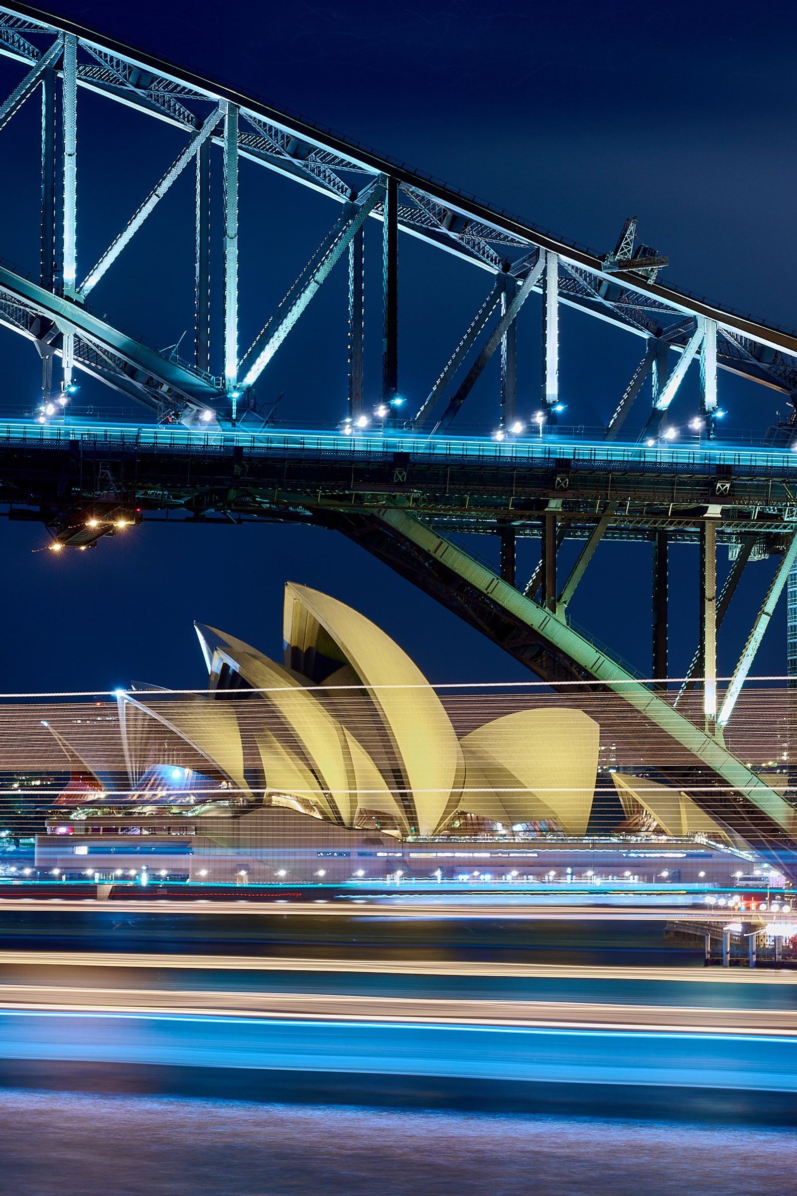Sydney Harbour Bridge Light Trails Night