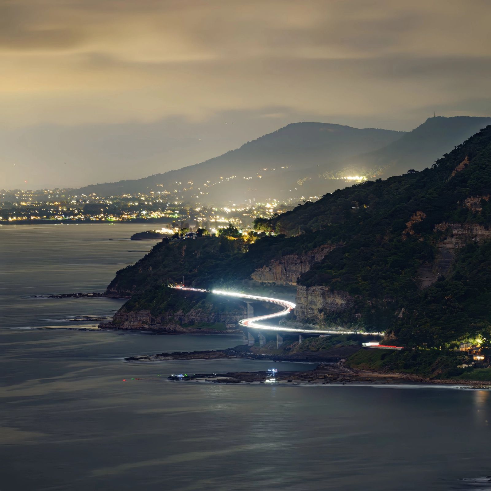 Coastal Town Lights Night