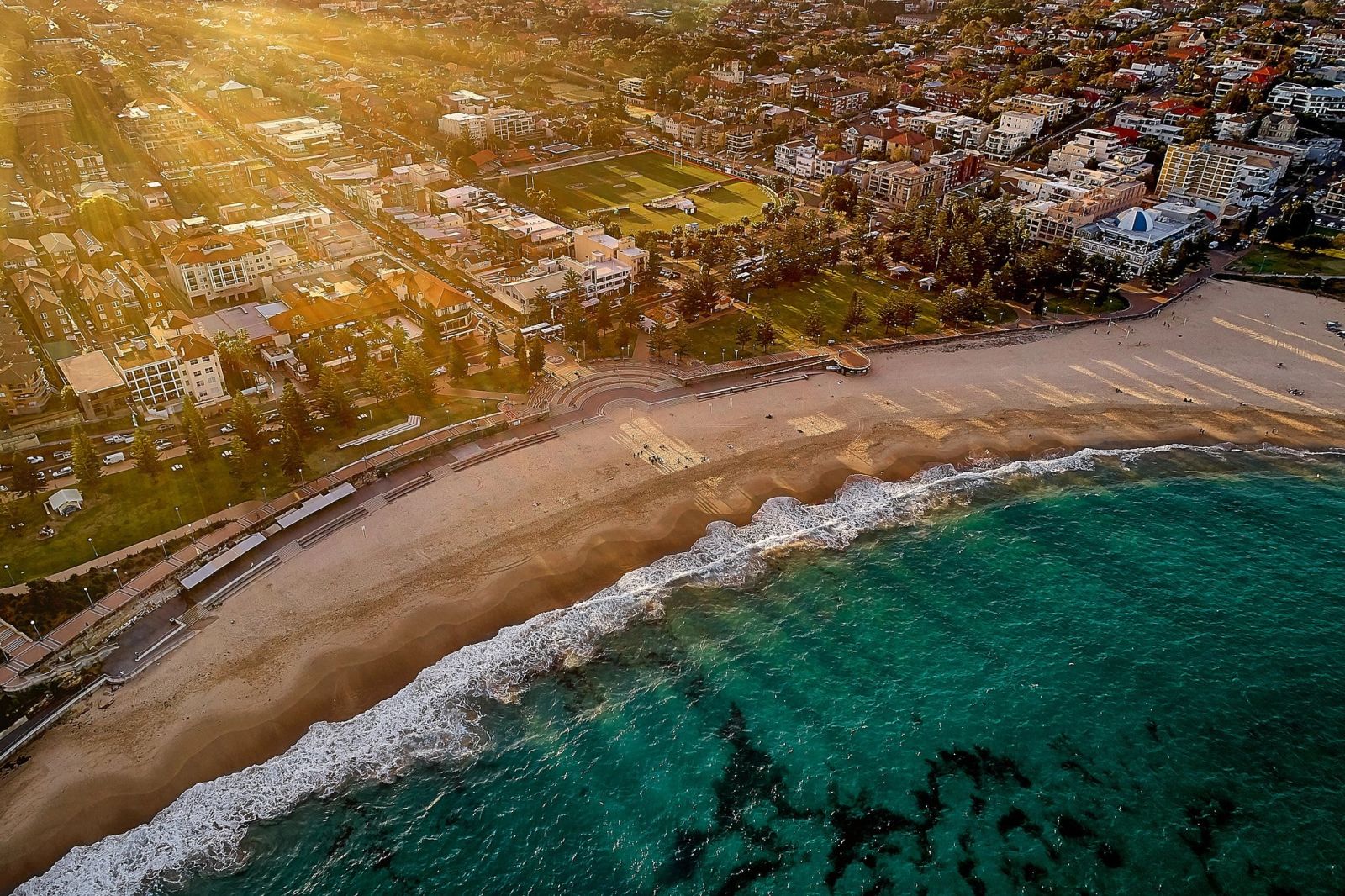Coogee Beach Light Rays Aerial