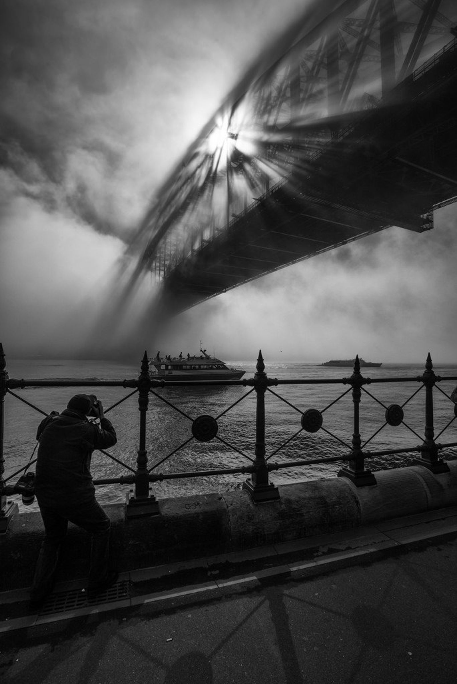 Photographer in the Fog B&W