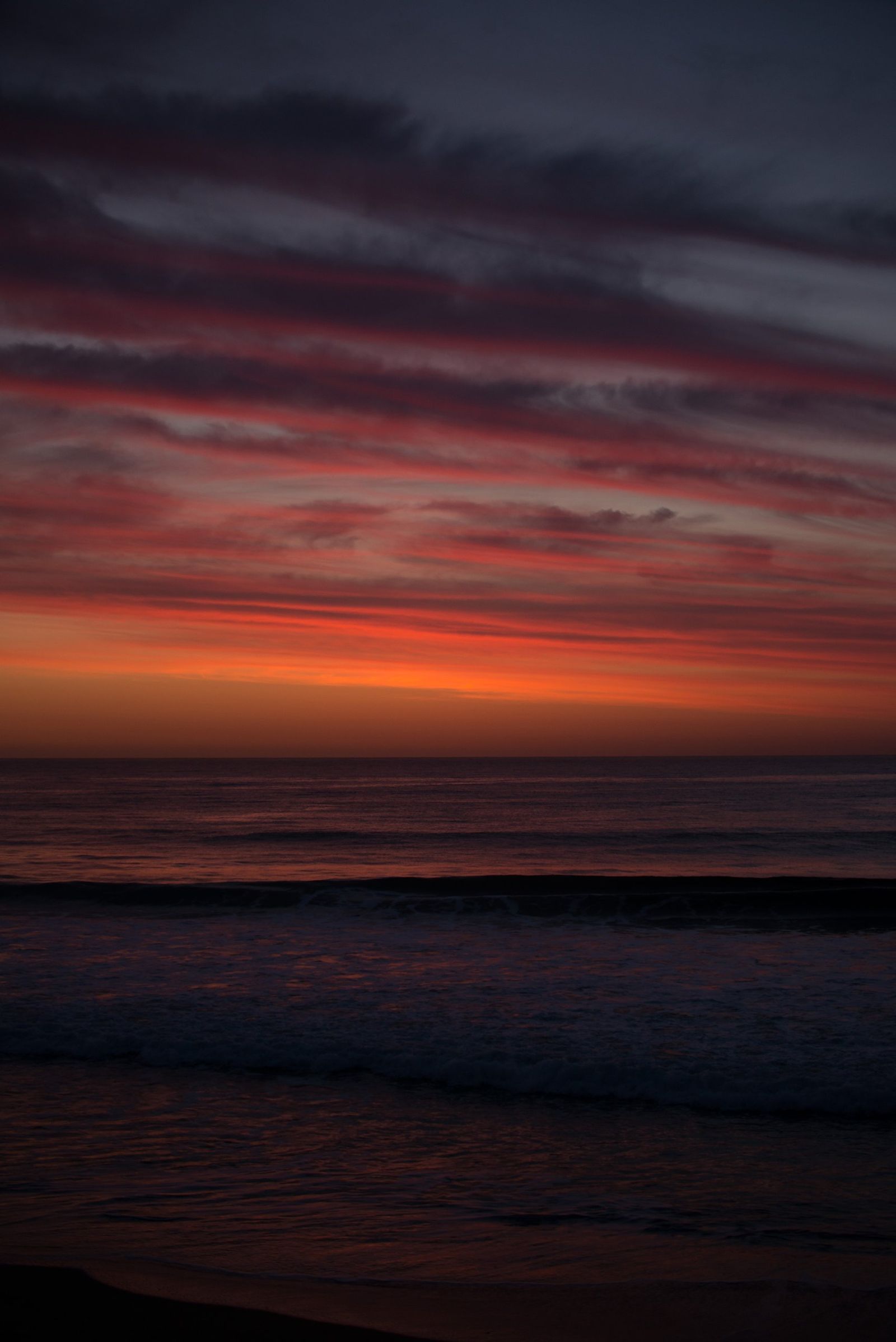 Red Sunset Ocean Rocks