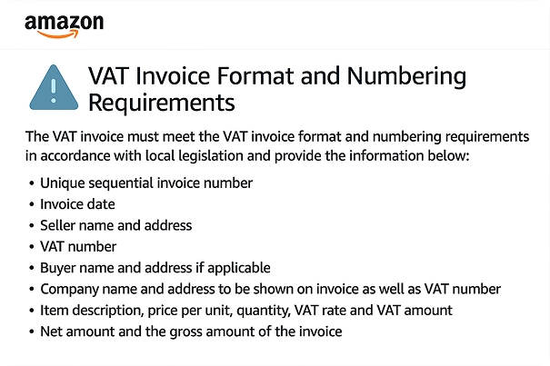 VAT Invoice Format and Numbering Requirements