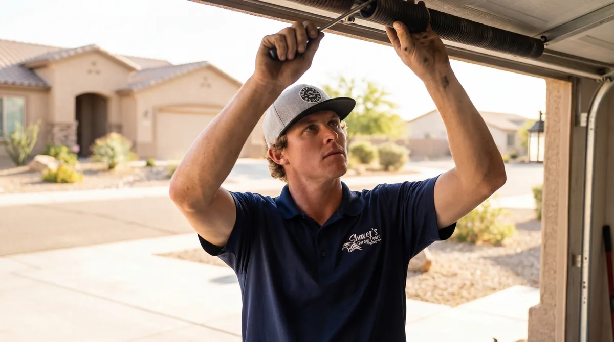 Brandon Martell performing garage door repair service in Lake Havasu City