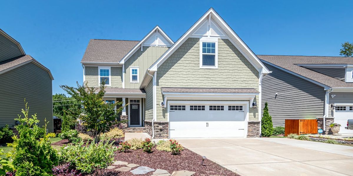 Residential garage door on a home exterior