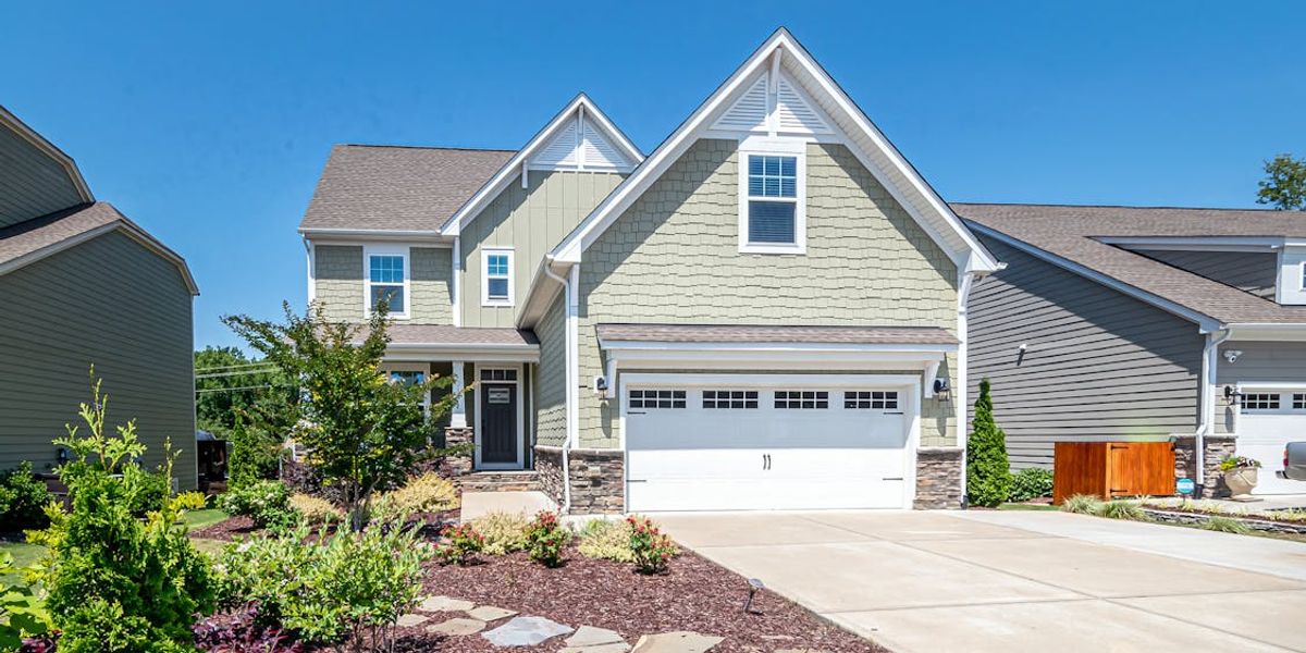 Residential garage door on a home exterior