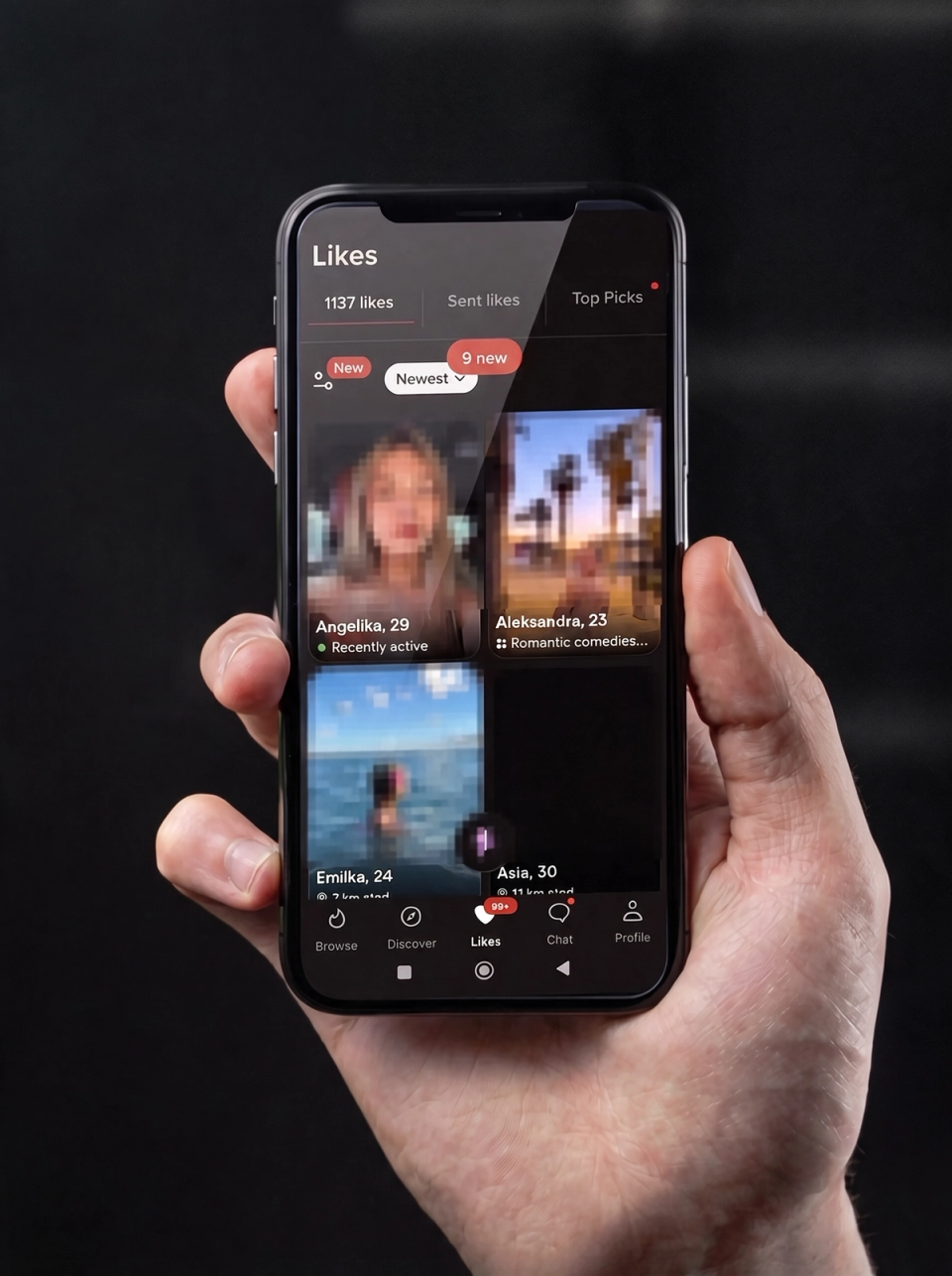 Screenshot of a dating app with new matches
