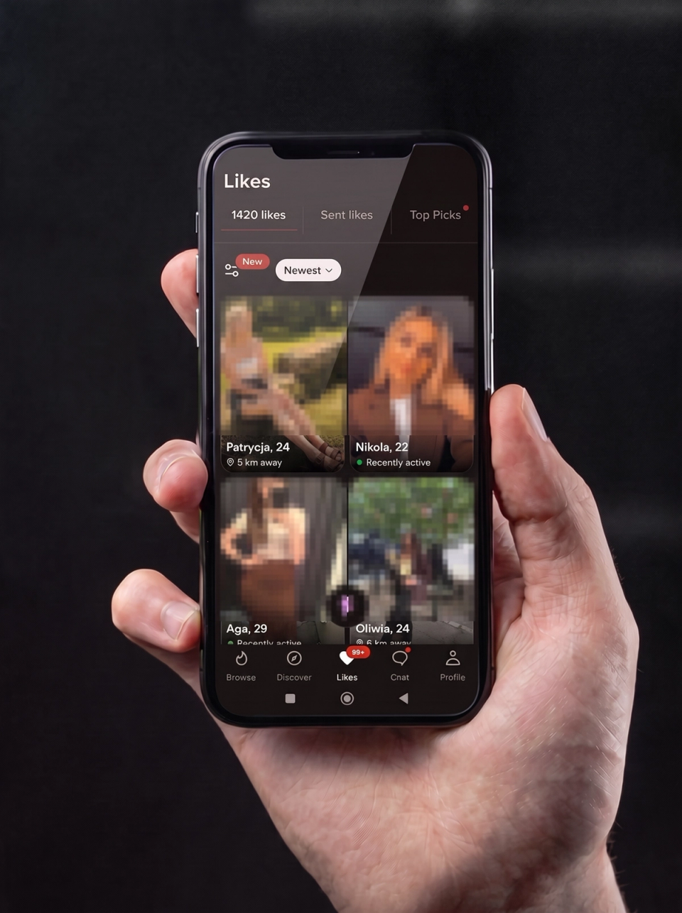 Screenshot of a dating app with new matches
