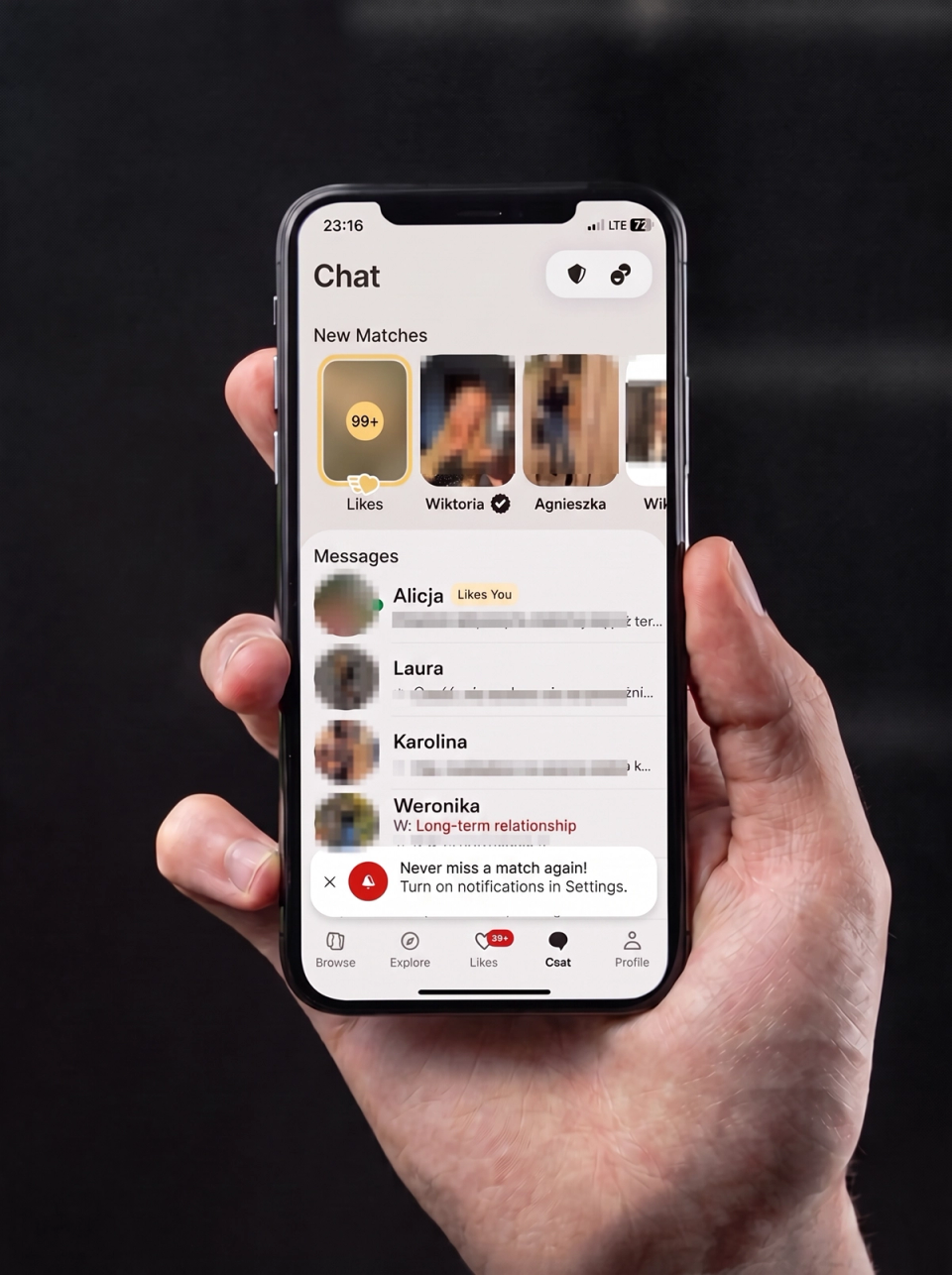 Screenshot of a dating app with new matches
