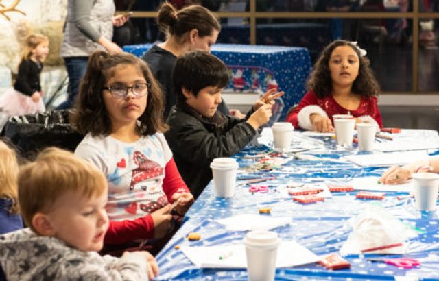 kids craft station at merry mondays at gresham station