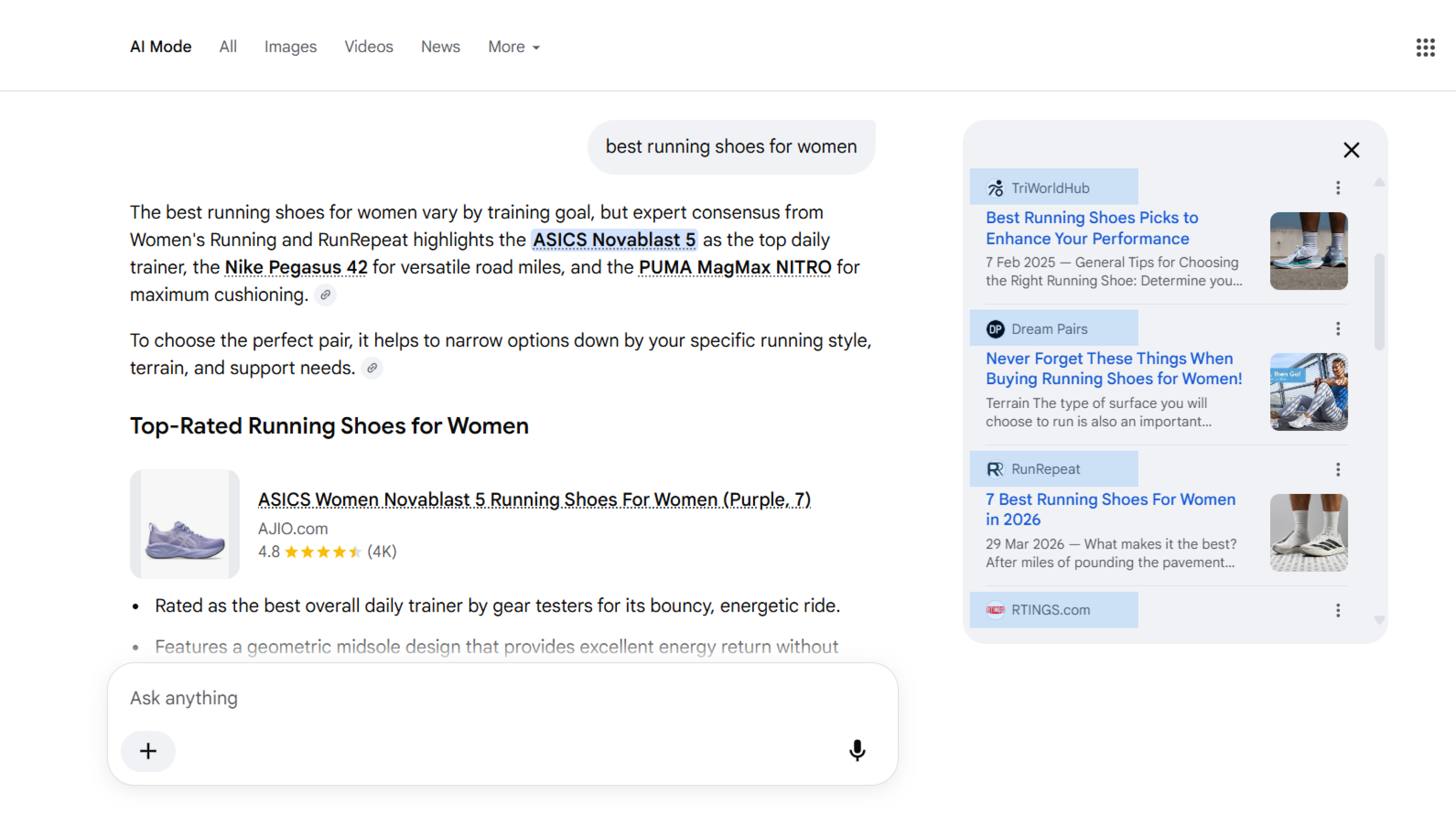 AI search mode visibility