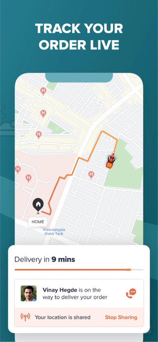 Swiggy real time order tracking