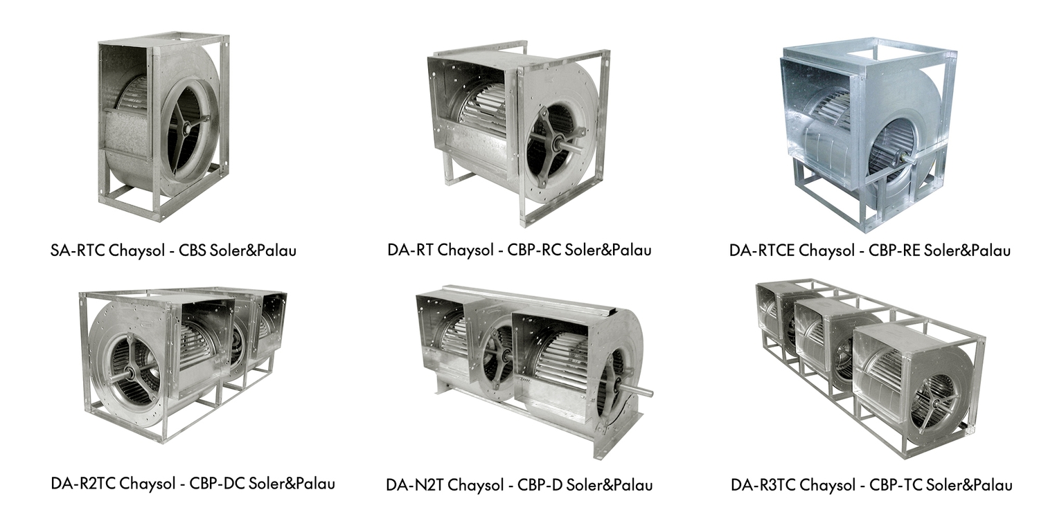Ventiladores Centrífugos a Transmisión DA-RTC-NT de Chaysol, actual gama CBP de Soler & Palau