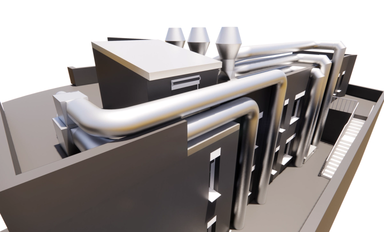 Diseño BIM-Revit de la extracción de humo del restaurante Pura Brasa de Platja d'Aro hecho por Morgui