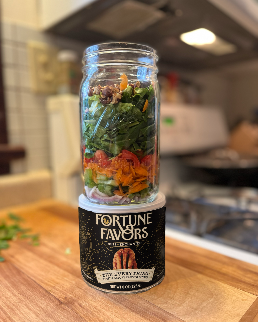 RECIPE: Mason Jar Salad with Fortune Favors (VEG, GF, Keto)