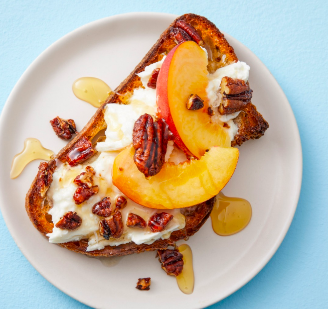 Peach Burrata Toast with Fortune Favors & Honey