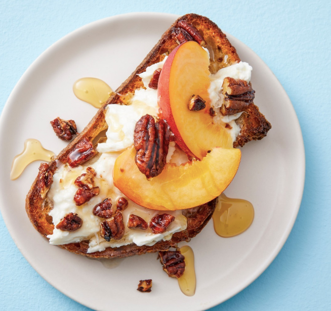 Peach Burrata Toast with Fortune Favors & Honey